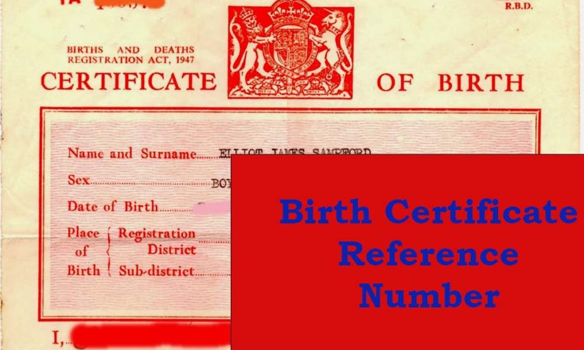Birth certificate reference number